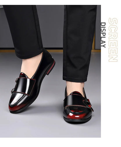 Spring Summer New Cow Leather Shoes for Men Buckle Designer Loafers Male Solid Color Big Size Fashion Business Casual Shoes Man