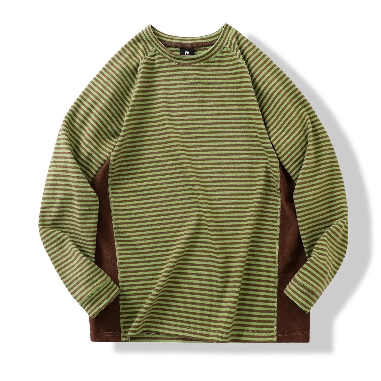 Insulated Patchwork Striped Sweatshirt with Contrast Details Unisex, Loose-fitting Spring and Autumn Undershirt.
