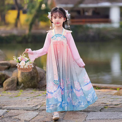 Girl Modern Hanfu Chinese Style Dress Halloween Fairy Kids Clothes Vestidos Traditional Cosplay Children Costume Girls Dresses