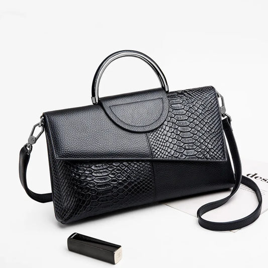 2022 Brand Design Luxury Genuine Leather Snake Print Handbag Fashion Ladies Hand-held Large Capacity Cowhide Leather Wallet