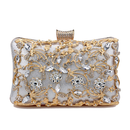 New Arrival Women Day Clutch Hollow Out Style Diamonds Party Evening Bags Pink Mixed Color Wedding Bridal Handbags With Chain