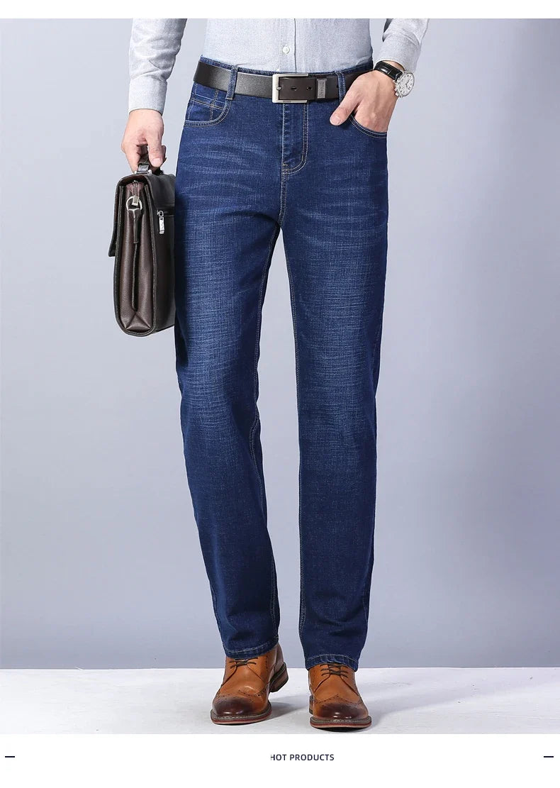 2026 Men's Slim Fashion Denim High Quality Male Pants Elastic Black Blue Leisure Jeans Brand Clothing