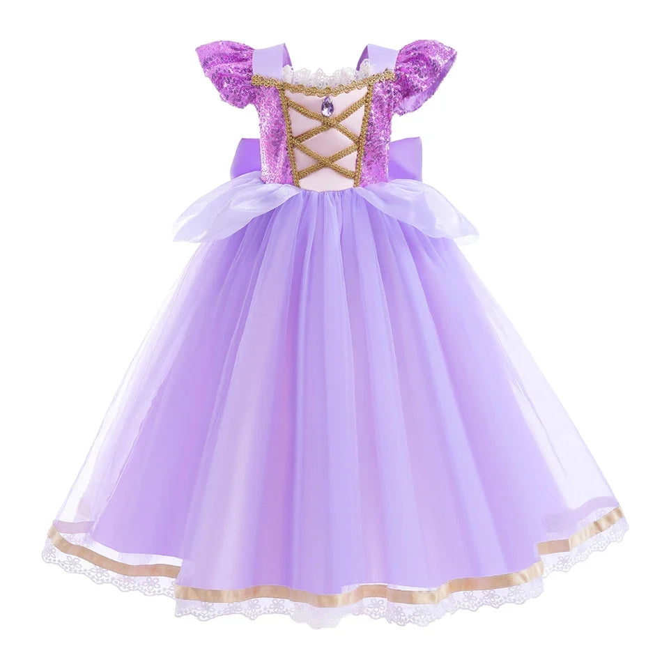 Kids Princess Cosplay Costume Girl Snow Queen Dress Halloween Carnival Clothes Cute Cosplay Evening Party Clothing for 2-10 Year