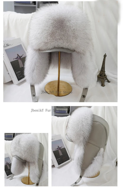 2026 Cap 100% Raccoon Dog Full Fur Fox Fur Hat Men's Fur Ear Protection Winter Thickened and Warm Russian Hat Men's Trend
