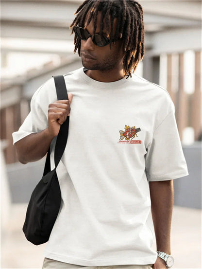 Hip Hop Streetwear Harajuku T-shirt Japanse Kanji Fish Print T-shirt 2024 Mannen Katoen Casual Korte Mouw T-shirt Japan Stijl