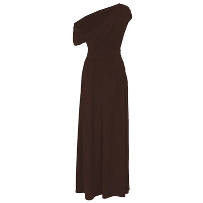 One Shoulder Ruched Sleeveless Solid Pleated Sexy Irregular Y2K Maxi Dress Summer Elegant Party Women Clothes Vacation