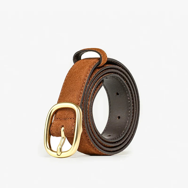 Belt Women Split Leather Trend Elliptical Pin Buckle Accessories All-Match Jeans Waistband Ladies Handmade 91119