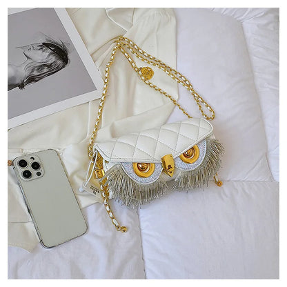 Cute Owl Bags for Women 2026 New Luxury Designer Handbag Fashion Tassel Crossbody Bag Leather Animal Print Shoulder Bag Woman