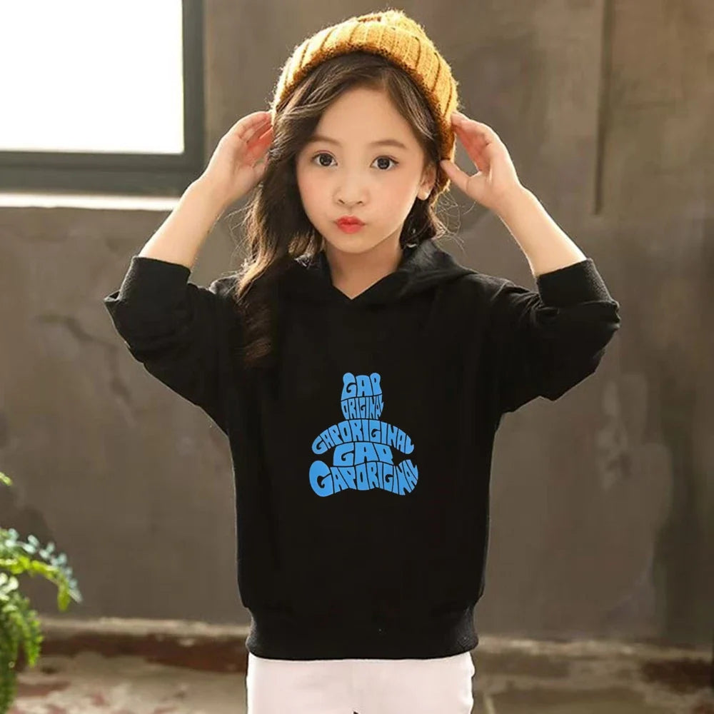 Children's Hoodies Suit Suitable Girls Boy Black Small Bear Brand Print Age 3-12 Coat Toddler Long Sleeves Leisure Clothing