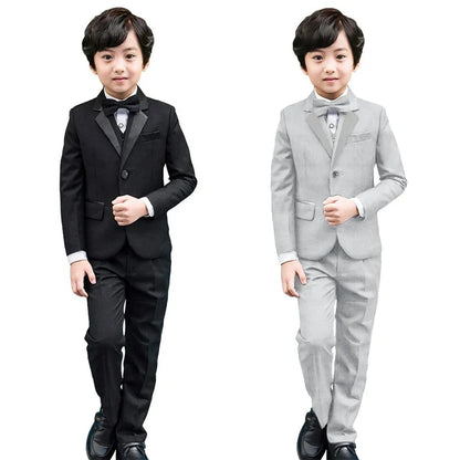 6Pcs Classic Boys Suits for Weddings Formal Blazer Kids Tuxedo Shirt Vest Party Ring bearer Suits Black