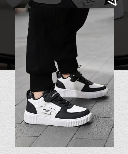 Kids PU Leather Sneakers Casual Basketball Shoes for Boys Trendy Sports Trainers Breathable Non-slip Children Footwear