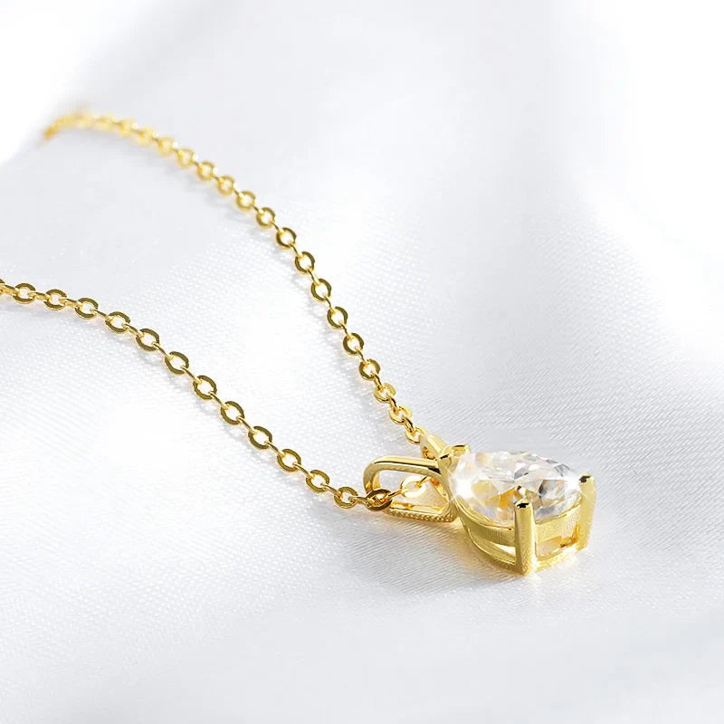 18k Plated Pear Cut 1.5CT Moissanite Diamond Necklace for Women 6*9mm Pendant 100% 925 Sterling Silver Jewelry Wholesale
