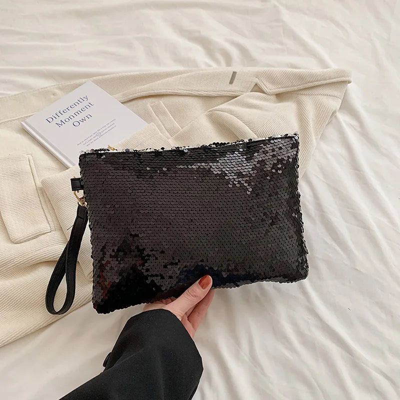 Fashion Women's Sequined Bling Handbag And Purse Small Wedding Party Evening Bag Lady Wristlet Clutch Bag Female Envelope Bag