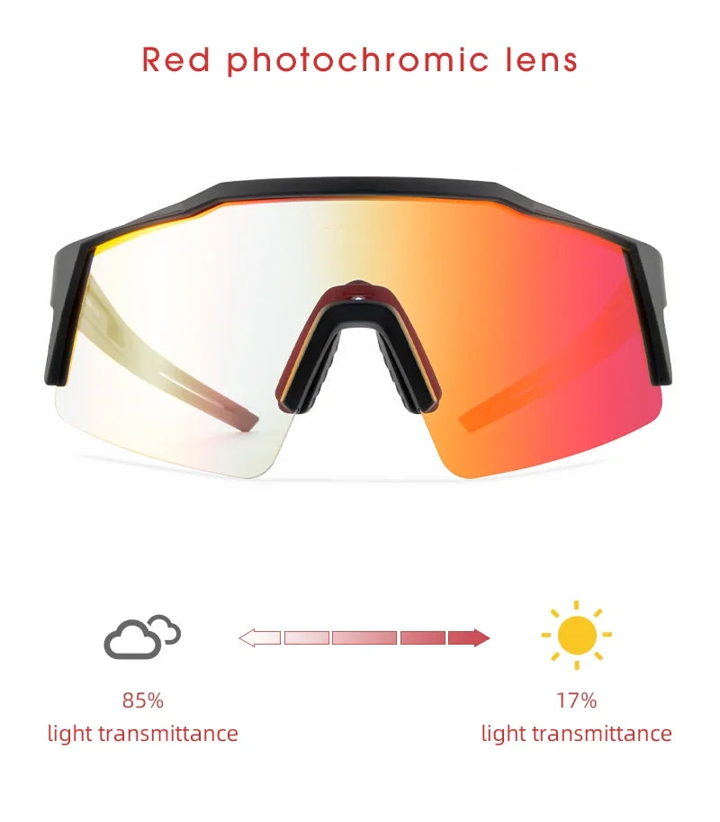 Red Photochromic Cycling Sunglasses for Men Blue Photochromic Cycling Glasses Mountain New Bicycle Goggles Eyewear Sports