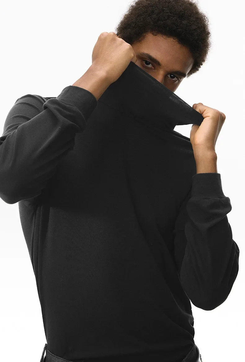 Autumn New Arrival Slim Fit Long-Sleeved Wool Turtleneck Base Layer T-Shirt High-quality Men's Slim-fit Undershirt-190g