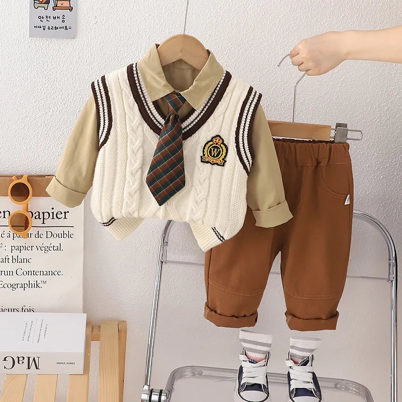 New Autumn Baby Clothes Children Boys Vest Shirt Pants 3Pcs/Sets Kids Clothing Infant Casual Cotton Costume Toddler Tracksuits