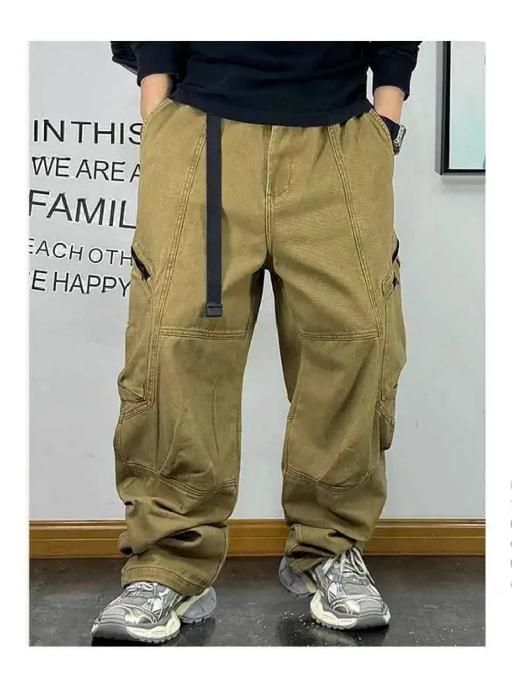 American Streetwear Multi-Pocket Cargo Pants Men High Quality Fashion Baggy Pants Plus Size Black Army Straight-Leg Trousers