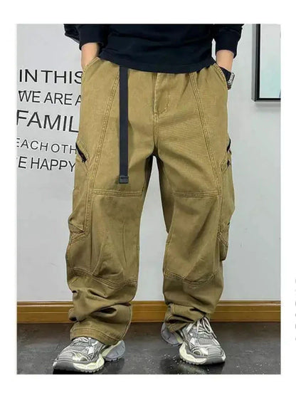 American Streetwear Multi-Pocket Cargo Pants Men High Quality Fashion Baggy Pants Plus Size Black Army Straight-Leg Trousers