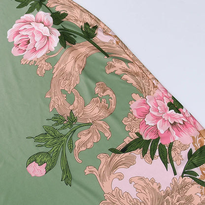 Floral Print Summer Green Dress Womens Fashion Casual Sleeveless V-neck Backless Tunics Bodycon Holiday Beach Dresses Streetwear