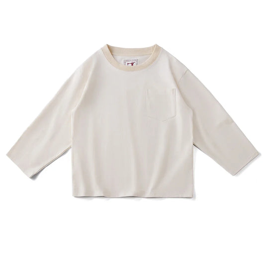 Japanese Vintage Plain Long Sleeve T Shirt Men Spring Autumn New Round Neck Solid Color Combed Cotton Tshirt Casual Pullover