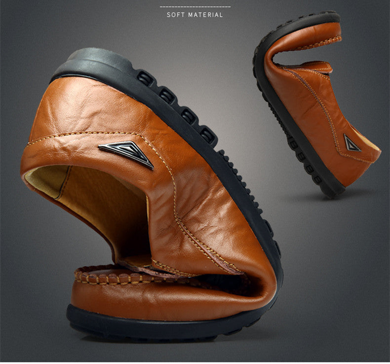 Genuine Leather Men Casual Shoes Brand Soft Italian Men Loafers Moccasins Breathable Slip on Black Driving Shoes Plus Size 37-47