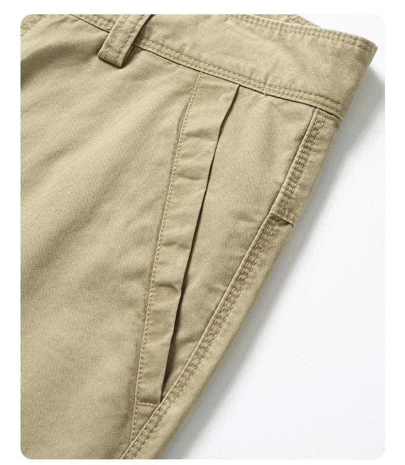 100% Cotton Straight Casual Pants Men's New Cargo Pocket Fashion Brand Comfortable High Quality Business Male Pants