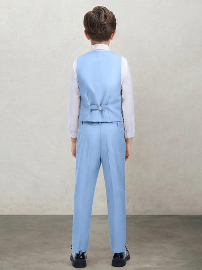 Boys Suit 4-piece Vest Pants Shirt Tie Random Casual Fashion Outdoor Activities Competition Family Party Birthday Gift