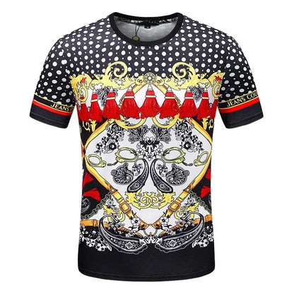 Men's And Women's Summer Casual T-shirts 3D Printed Shirts Retro Luxury Royal Flowers Street Fashion Oversized Clothing Tops
