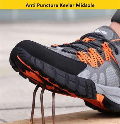 Work shoes with steel toe anti puncture work safety sneakers work man safety shoes anti-slip boots indestructible shoes for men