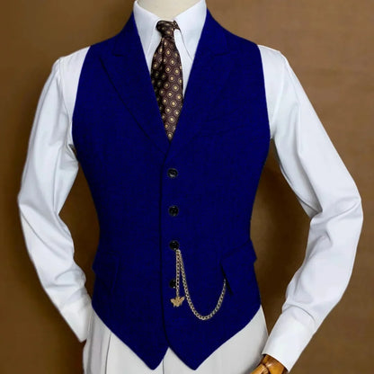 Men Vest Gray Herringbone Single Button With Lapel Waistcoat For Wedding Banquet Party Business Office Work Daily Men Suit Vest