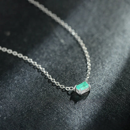Authentic 925 Sterling Silver Green Tourmaline Necklace Pendant for Women Fashion Bijoux Wedding Statement Jewelry Gifts