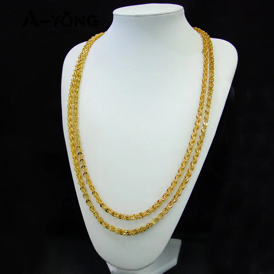 Luxury Arabic Long Necklace 21k Gold Plated 80cm 160cm Italian Vintage Chains Dubai Muslim Women Wedding Party Jewelry Gifts
