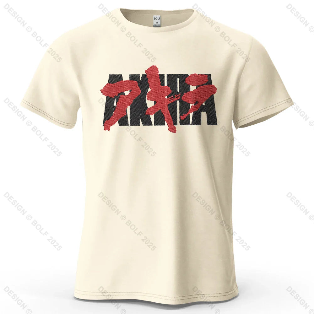 Akira Japanese Font Printed Men's T-Shirt 100% Cotton Oversized Classic Graphic Tees for Women Tops Tees Streetwear