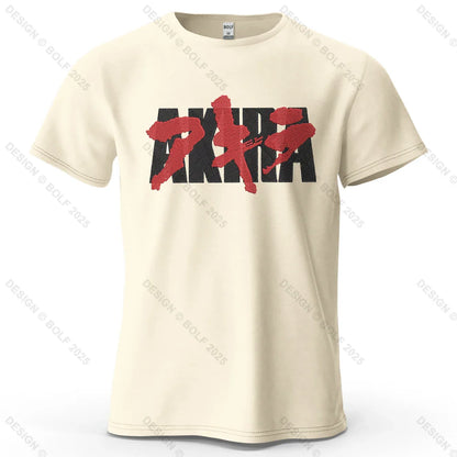 Akira Japanese Font Printed Men's T-Shirt 100% Cotton Oversized Classic Graphic Tees for Women Tops Tees Streetwear