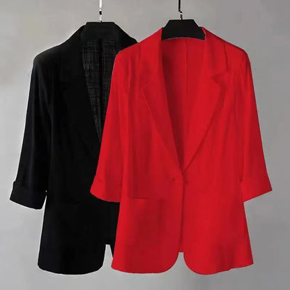 Linen Small Blazer For Women, Thin  Summer Suit, Korean Version, Sun Protection, Casual British Style, White And Black