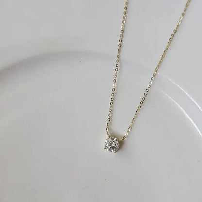 S925 Pure silver 18k gold pendant Multi-functional single diamond necklace with six claws Zircon necklace for women  gift