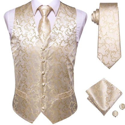 20 Color Men's Vests Tie Business Formal Dress Slim Sleeveless Jacket 4PC Hanky Cufflink Blue Paisley Suit Waistcoat