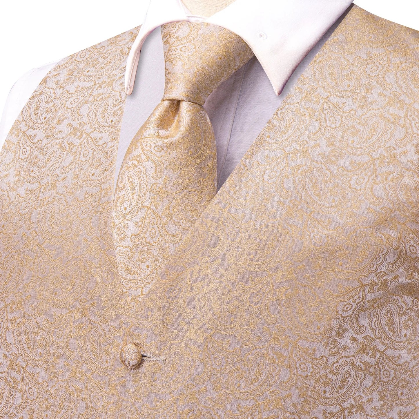 Men Paisley Print Vest Matching Set Waistcoat Tie Hanky Cufflinks Formal Wedding Party Gentleman Suit Accessories Kit