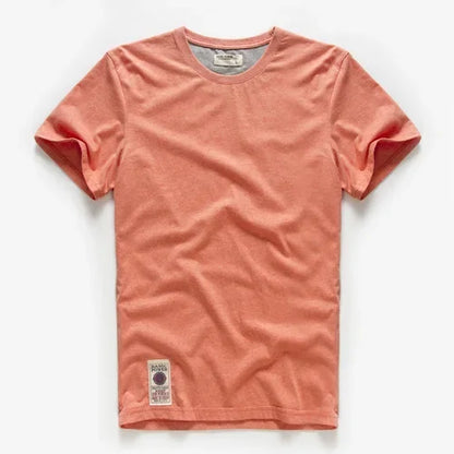 Men's T-Shirt Summer Cotton Solid T-Shirt Men's Short Sleeve Tee Fancy Yarns High Quality Classical Tops T Shirts Color Wine Blu
