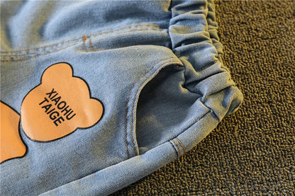 Summer Baby Boys Carttoon T-Shirt And Denim Shorts Set Toddler Infant Casual Clothing Outfit Kids Children's Clothing Suit