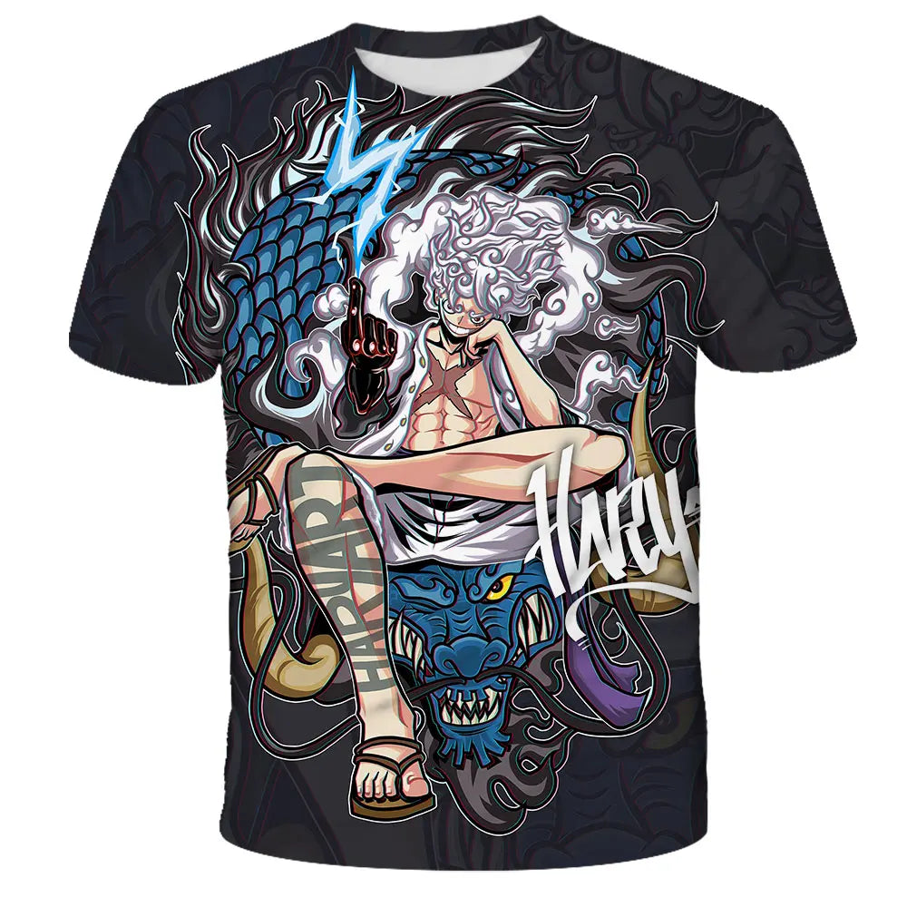 New Japanese anime One Piece cartoon children's adult 3D printed top T-shirt One Piece Dragon Ball boy cartoon top T-shirt