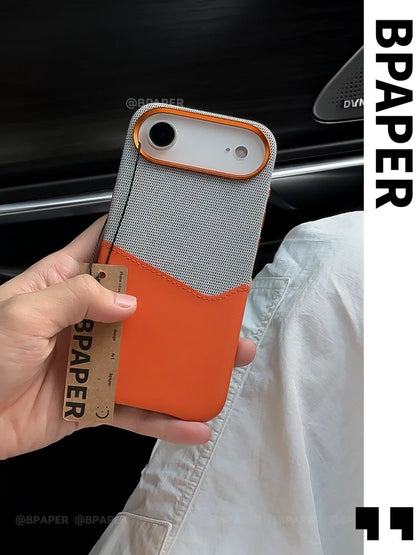 Case For iPhone 17 Pro Max Air Leather and Fabric Splicing Texture Card Insertion Magnetic Phone Cover For iPhone 17 Pro Shell