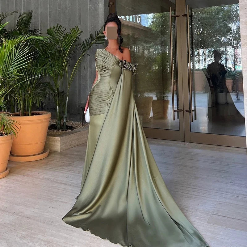 2025 Long Prom Evening Dresses Mermaid One Shoulder Saudi Arabia Party Dress Formal Cocktail Prom Gowns Customized