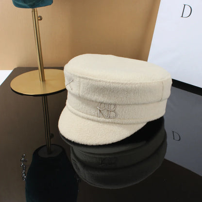 Brand Designer New Winter Embroidery Letter Baker Boy Straw Caps Purple Newsboy Caps Thick Warm Flat Cap Chapeau Homme