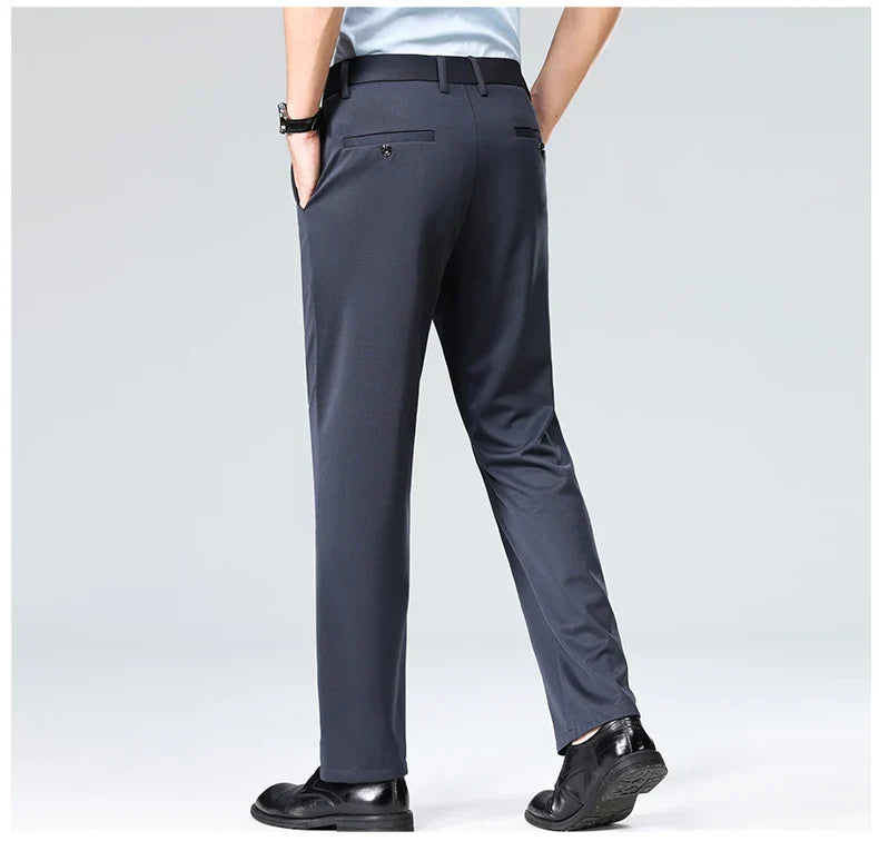 Men Suit Pants Light Thin Elastic Slim Fit Dress Pants Business Solid Casual Straight Leg Trouser Men Clothing Oversize 29-42
