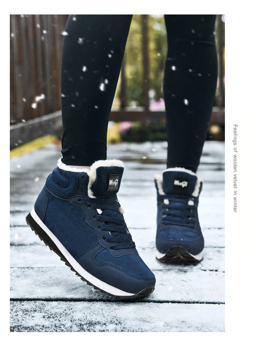 Winter Snow Boots Men Plush Warm Women Boots Suede Leather Ankle Boot Comfortable Light Couple Waterproof Sneakers Big Size 48