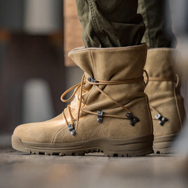 Men's Vintage High-top Desert Boots Outdoor Cowboy Boots Indestructible Work Shoes Winter Safety Shoes