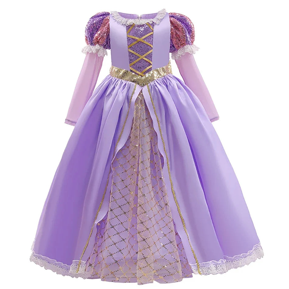 Kids Princess Cosplay Costume Girl Snow Queen Dress Halloween Carnival Clothes Cute Cosplay Evening Party Clothing for 2-10 Year