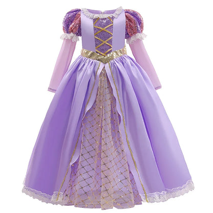 Kids Princess Cosplay Costume Girl Snow Queen Dress Halloween Carnival Clothes Cute Cosplay Evening Party Clothing for 2-10 Year
