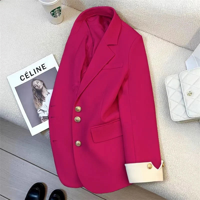2025 Fashion Ladies Blazer Women Coat Spring Autumn Green Black Khaki Long Sleeve Female Business Work Wear  Formal Jacket
